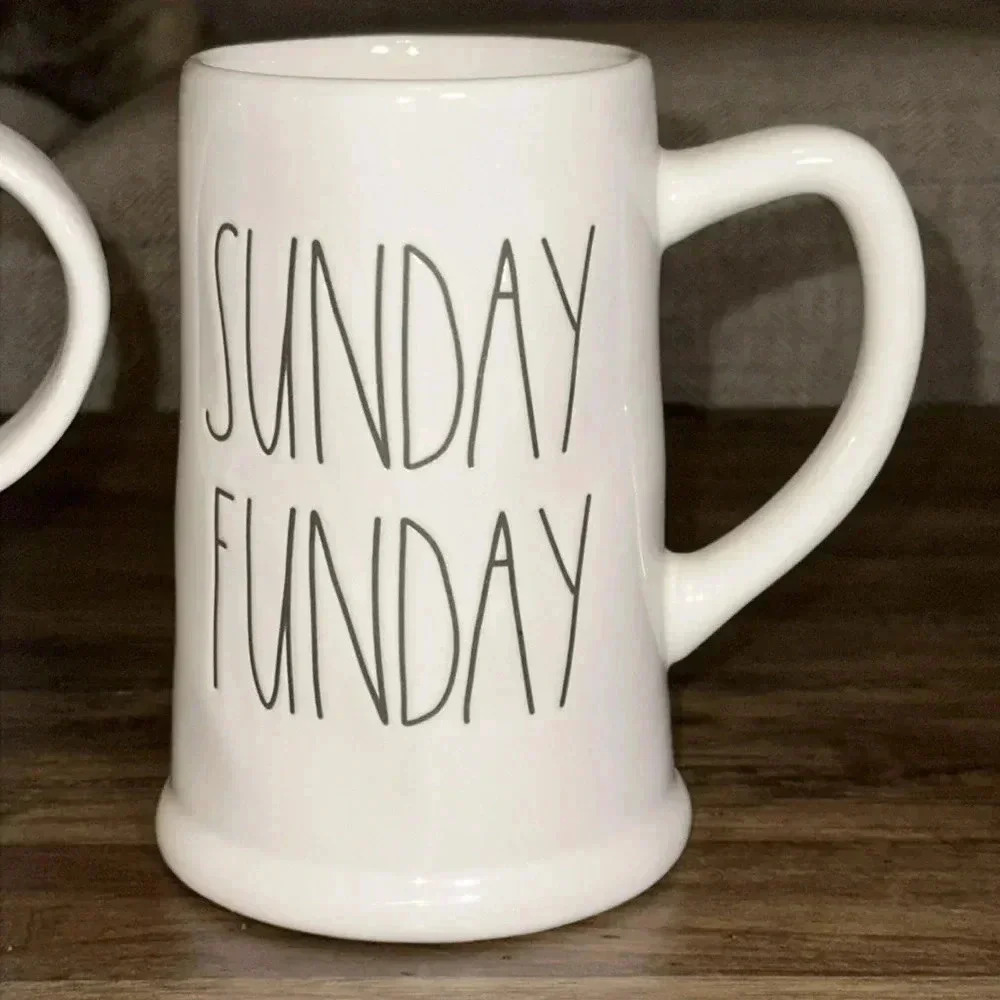 NWT rae dunn ceramic coffee/tea/beer STEINS mug cup SUNDAY FUNDAY AND OR DELISH